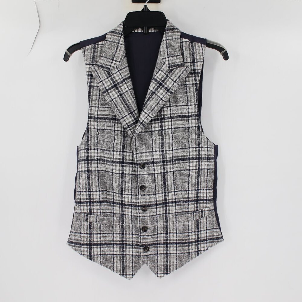 Suitsupply vest Men's 34R plaid Baby alpaca cotton peak lapel waistcoat gilet